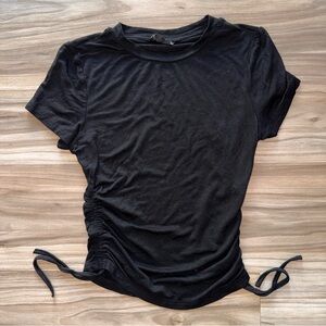 SHEIN Black Ruched Short Sleeve Tee
